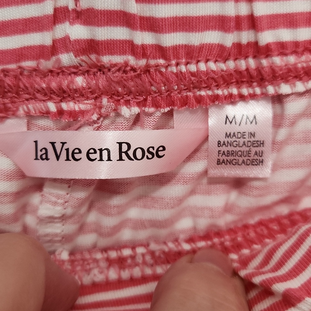NWT La Vie en Rose Short Sleeve Striped Women's Two Piece Pajama Set Size Medium - Picture 9 of 11